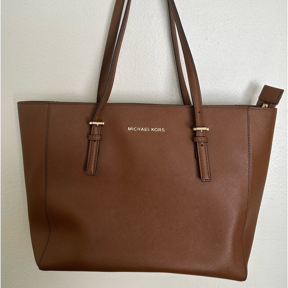 BROWN LEATHER MICHAEL KORS TOTE